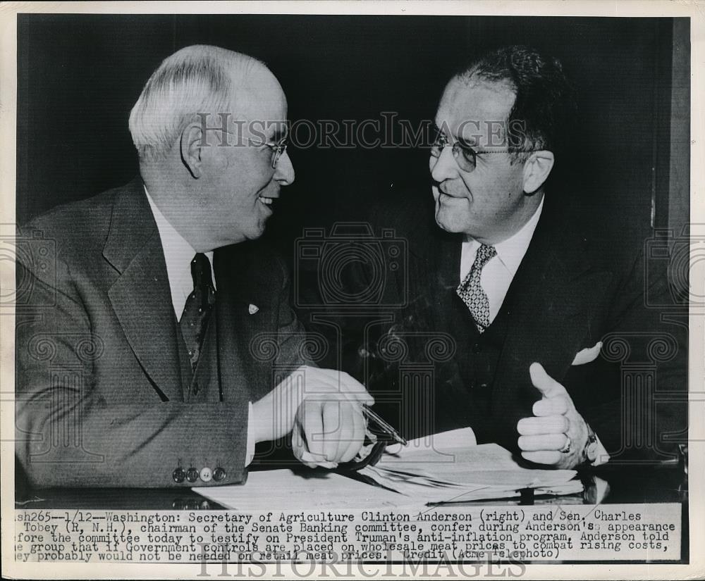 1948 Press Photo Sec. Of Agriculture Clinton Anderson &amp; Senator Charles Tobey - Historic Images