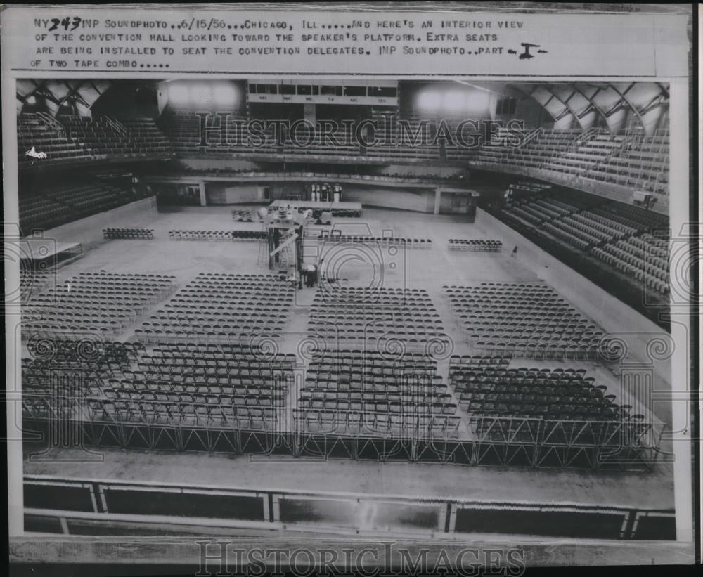 1956 Press Photo Intl. Amphitheater in Chicago converted for Convention Hall. - Historic Images