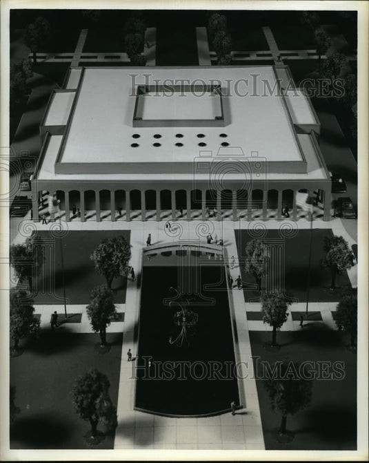 1968 Press Photo architect's model of new Visitor's Center in Nauvoo, IL - Historic Images