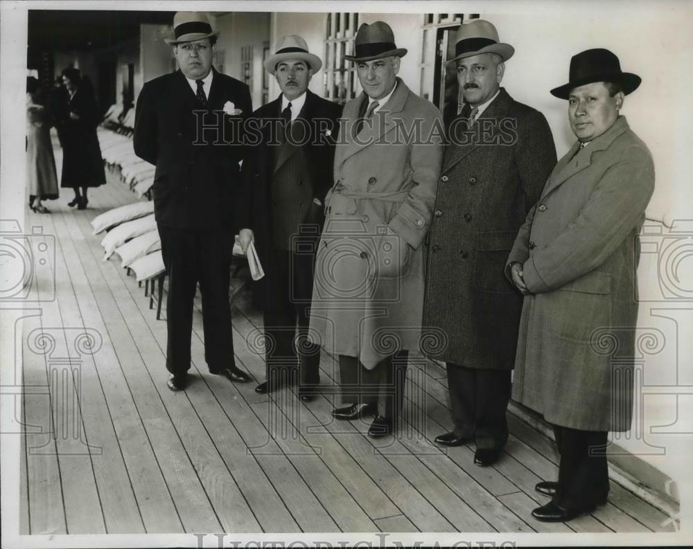 1933 Press Photo Mexicans L Guerra,LP Nervo,Dr P Casuaranc,E Ruigi,Sen G Vazquez - Historic Images