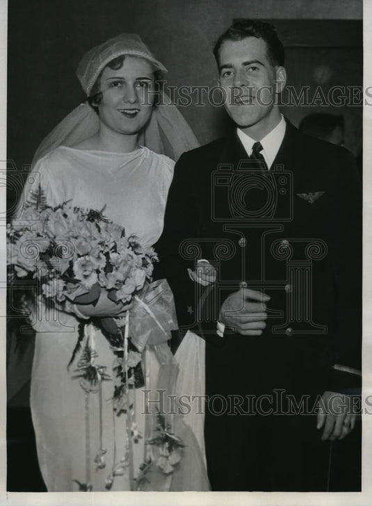1933 Press Photo Ethel May Martin weds pilot John Hurley in Chicago - Historic Images