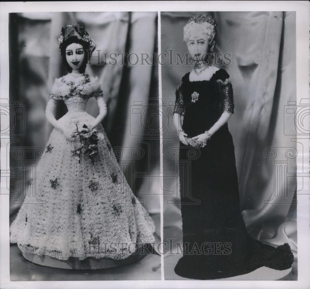 1951 Press Photo A foot-high model of Princess Margaret and Queen Mary - Historic Images