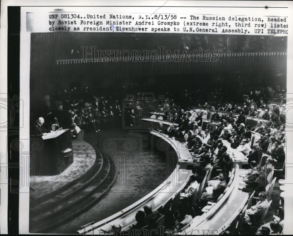 1958 Press Photo Russian Delegation Headed by Soviet Foreign Minister Gromyko - Historic Images