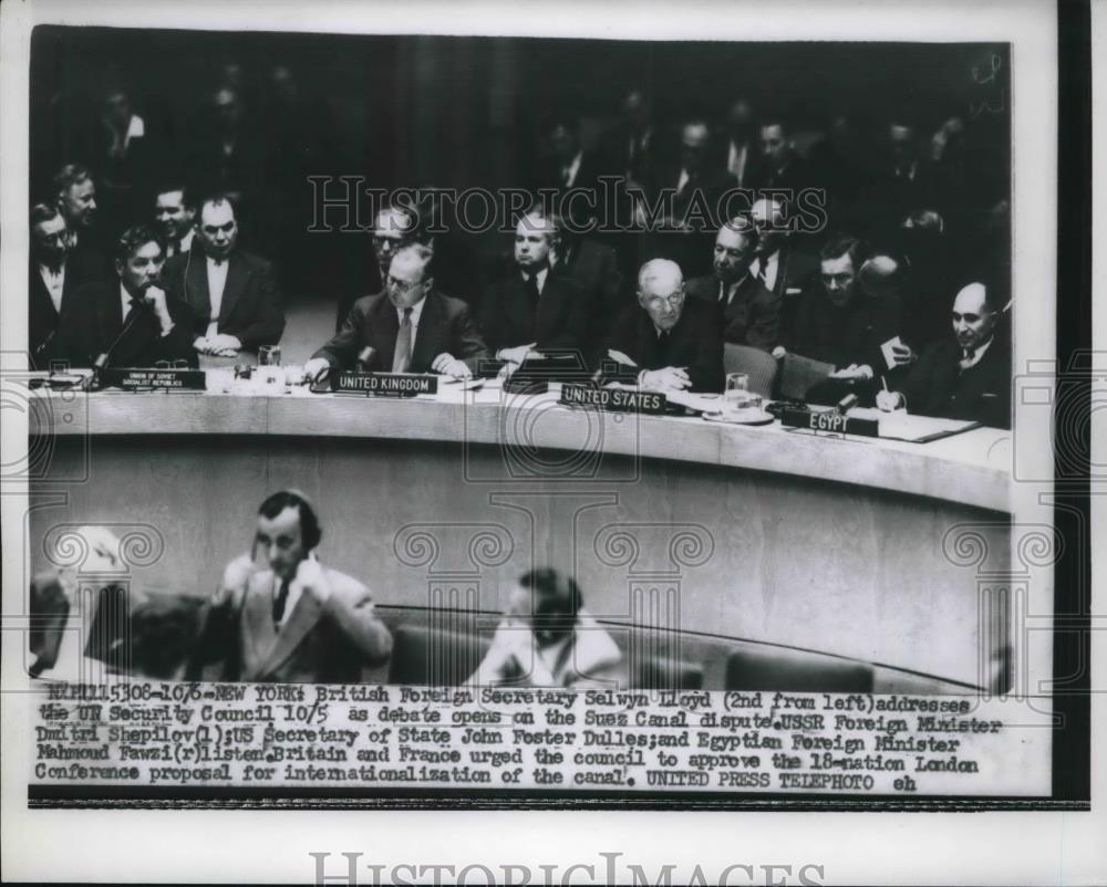 1956 Press Photo Selwyn Lloyd of Britain at the UN Security Council - neb46176 - Historic Images