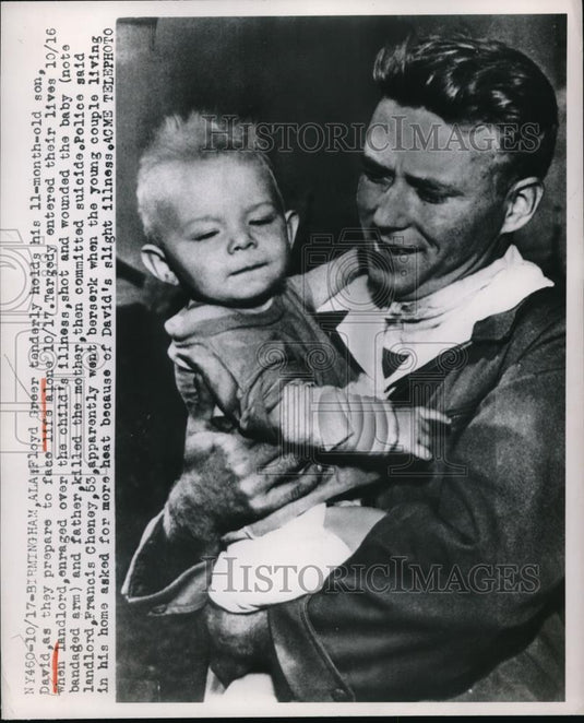 1949 Press Photo Birmingham,Ala Floyd Greer & son after wife is shot dead - Historic Images