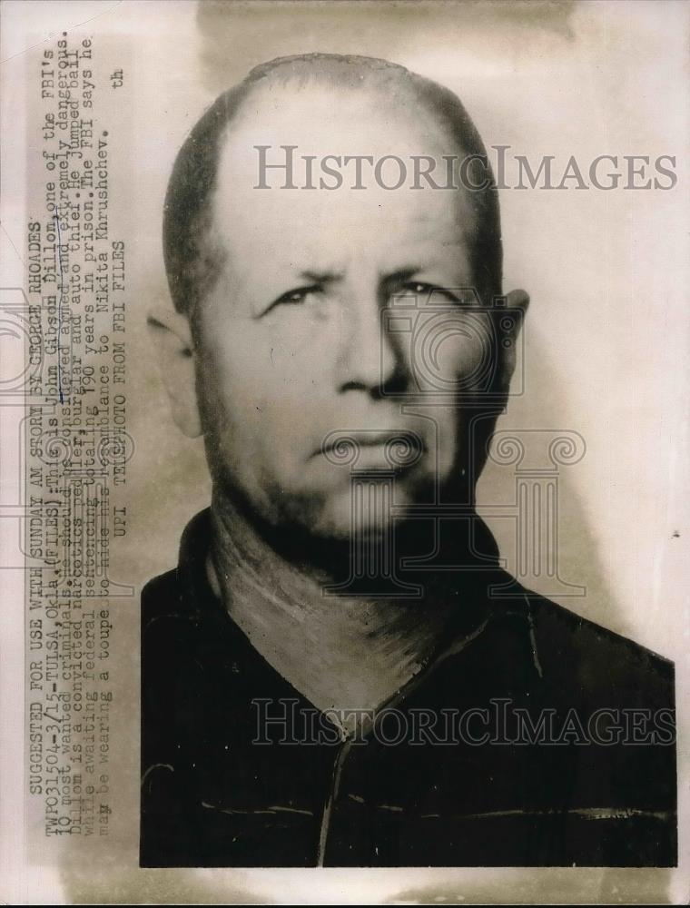 1963 Press Photo John Dillon, One of FBI Most Wanted Criminals - neb22597 - Historic Images