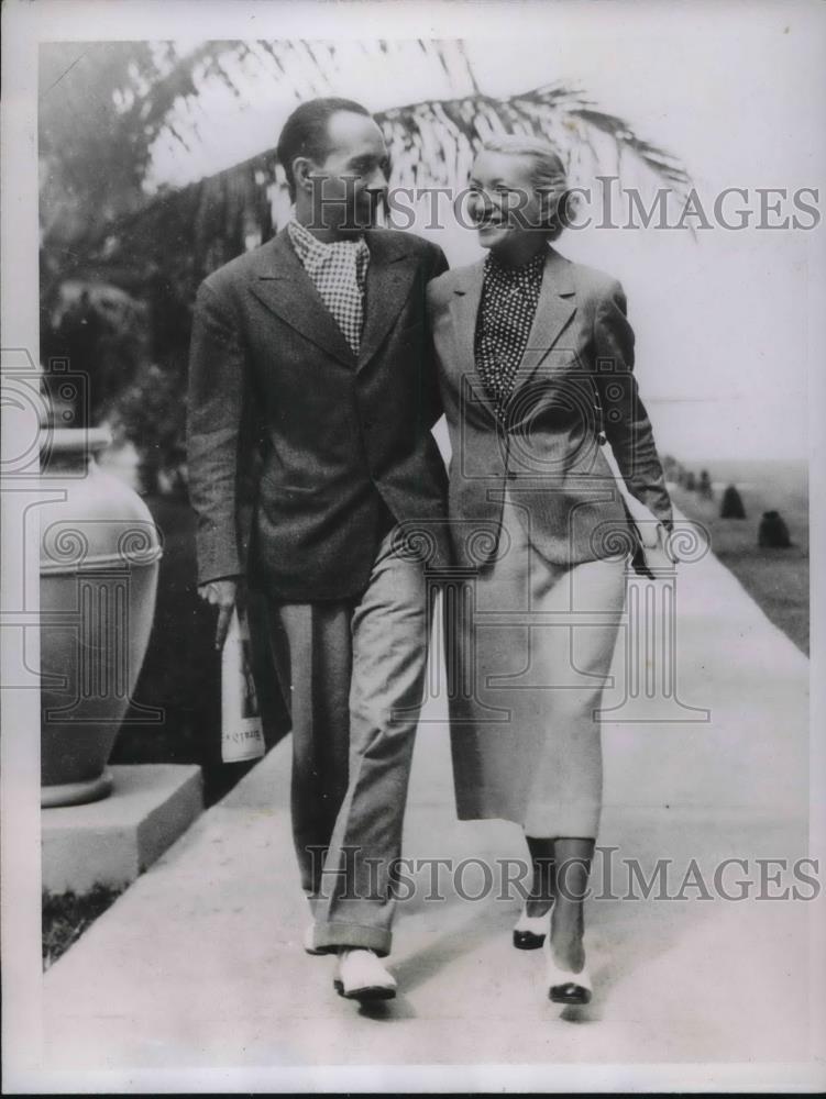 1935 Press Photo Mr. &amp; Mrs. Donald Stephens Vacationing in Bahamas - Historic Images