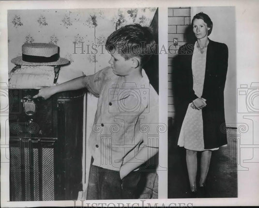 1945 Press Photo Hurricane,W.Va Pearl Amos Jr & mom before her murder - Historic Images