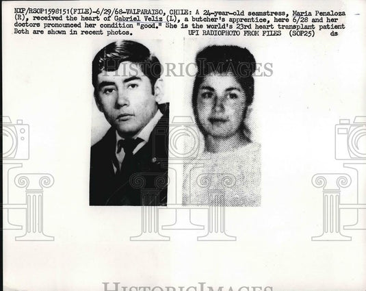 1968 Press Photo Maria Penaloza Gabriel veliz heart Transplant - neb09409 - Historic Images