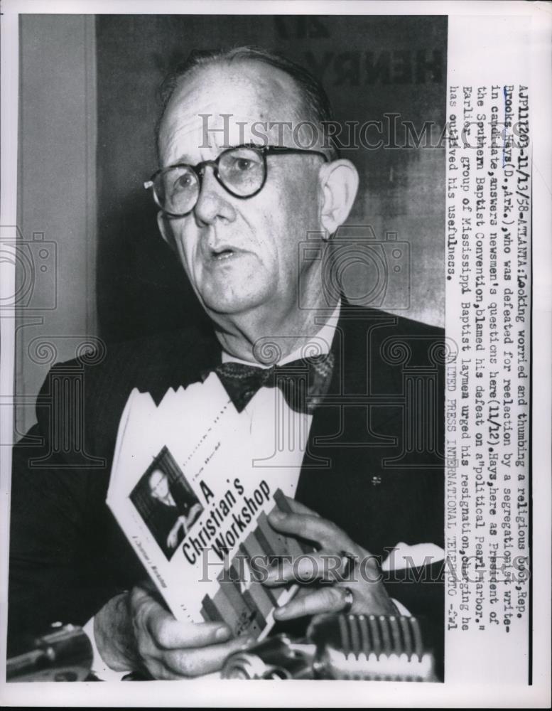 1958 Press Photo Rep Brooks Hays after losing election - neb44569 - Historic Images
