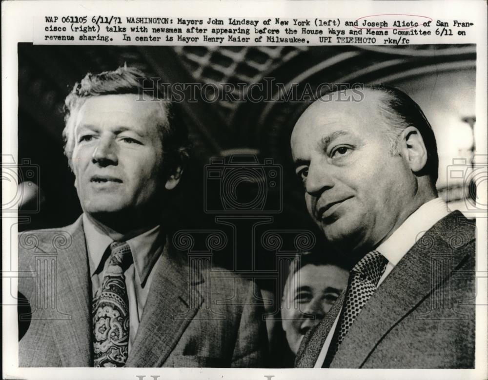 1971 Press Photo Wash.D.C. Mayors John Lindasay of NYC & Joe Alieto of San Fran - Historic Images