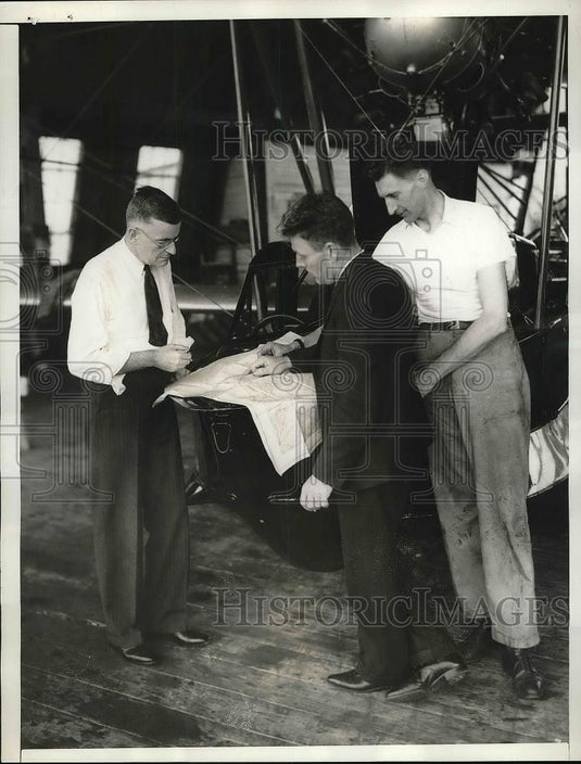 1935 Press Photo Miami, Fla. Hunter, Williams,West to hunt lost flyer in Brazil - Historic Images