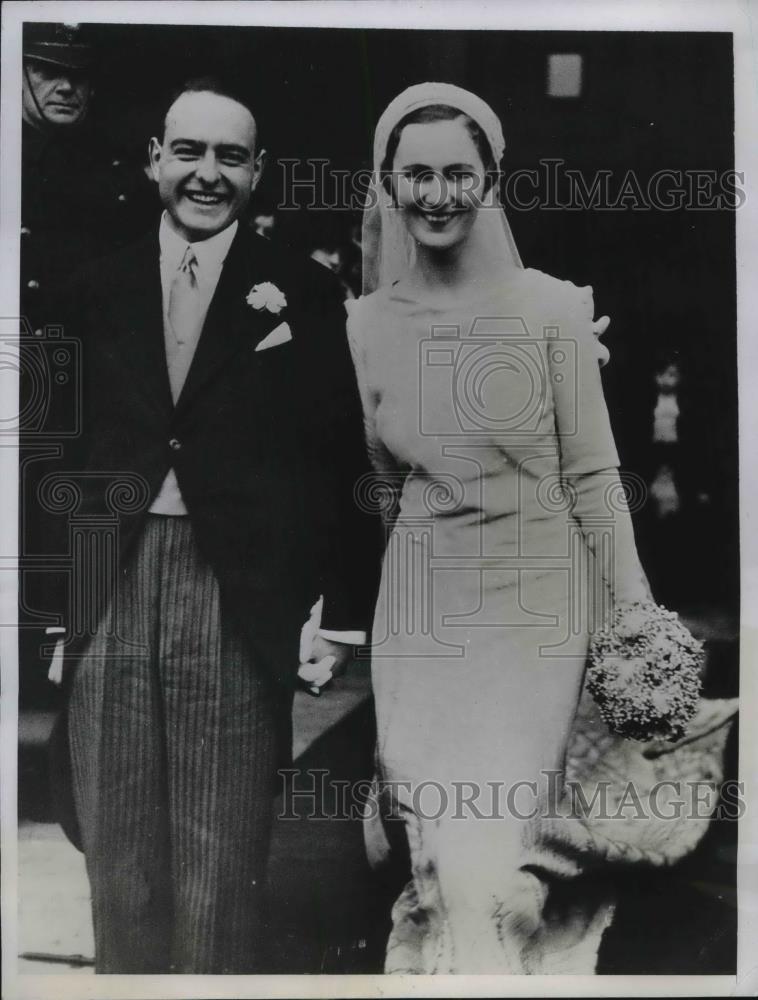 1933 Press Photo Wedding of Hon Cynthia Guest &amp; Thomas Talbot in London - Historic Images