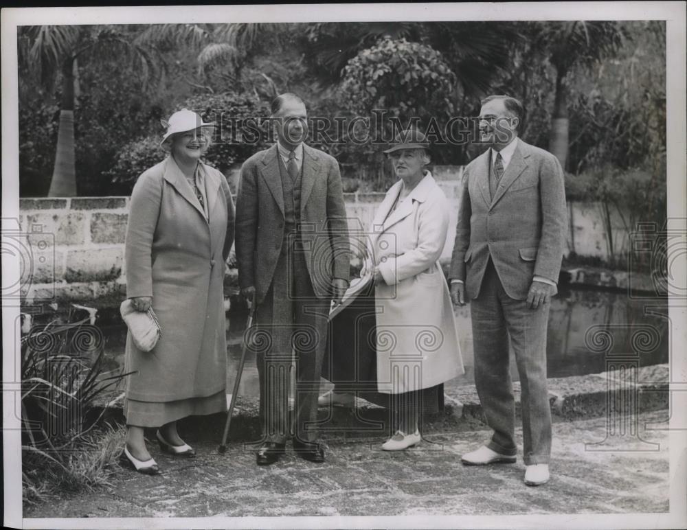 1935 Press Photo Mrs Tingue,Sir A Sparks,Lady Sparks,Wm Tingue in Bermuda - Historic Images