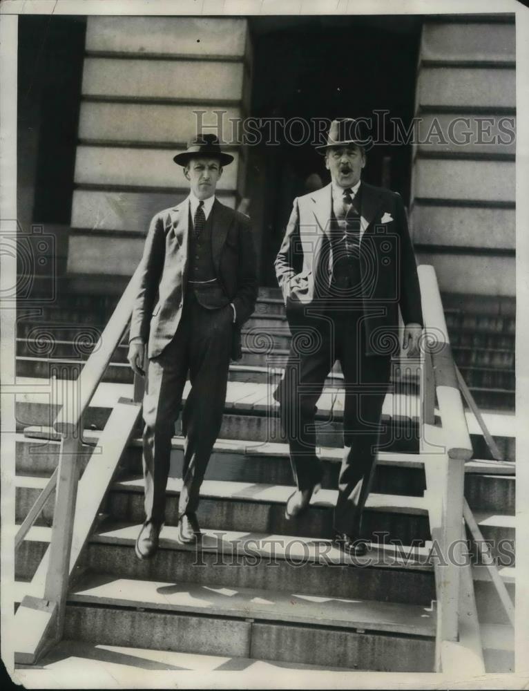 1933 Press Photo Sir Ronald Lindsay T.K. Bewley Leaving state Dept. - neb45830 - Historic Images