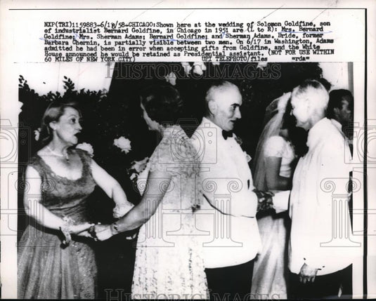 1958 Press Photo Chicago,Ill. Wedding of Solomon Goldfine, Mrs S Adams,B Chernin - Historic Images