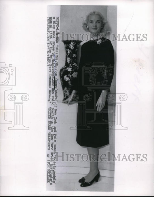 1958 Press Photo Socialite Mrs. WInston Guest in New York - neb46970 - Historic Images