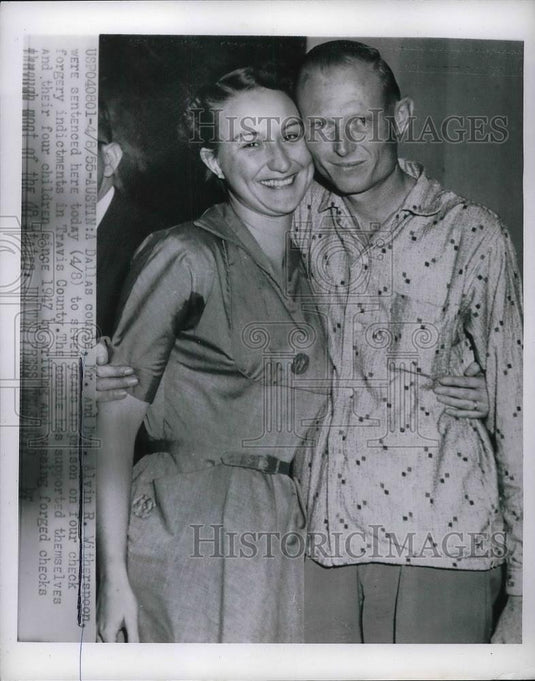 1955 Press Photo Austin, Tx Mr & Mrs Alvin Witherspoon sentenced for forgery - Historic Images