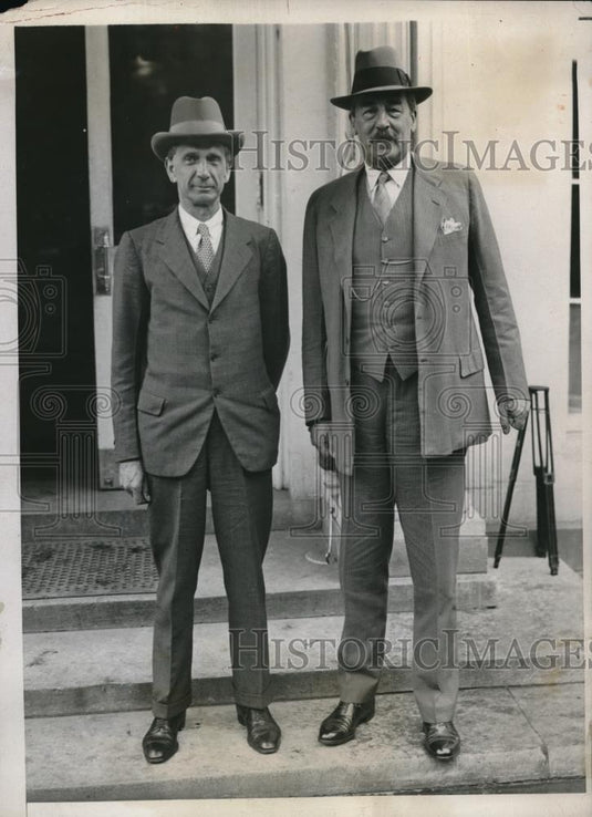 1933 Press Photo British Amb. Sir Ronald Lindsay& Sir Walter Layton in D.C. - Historic Images