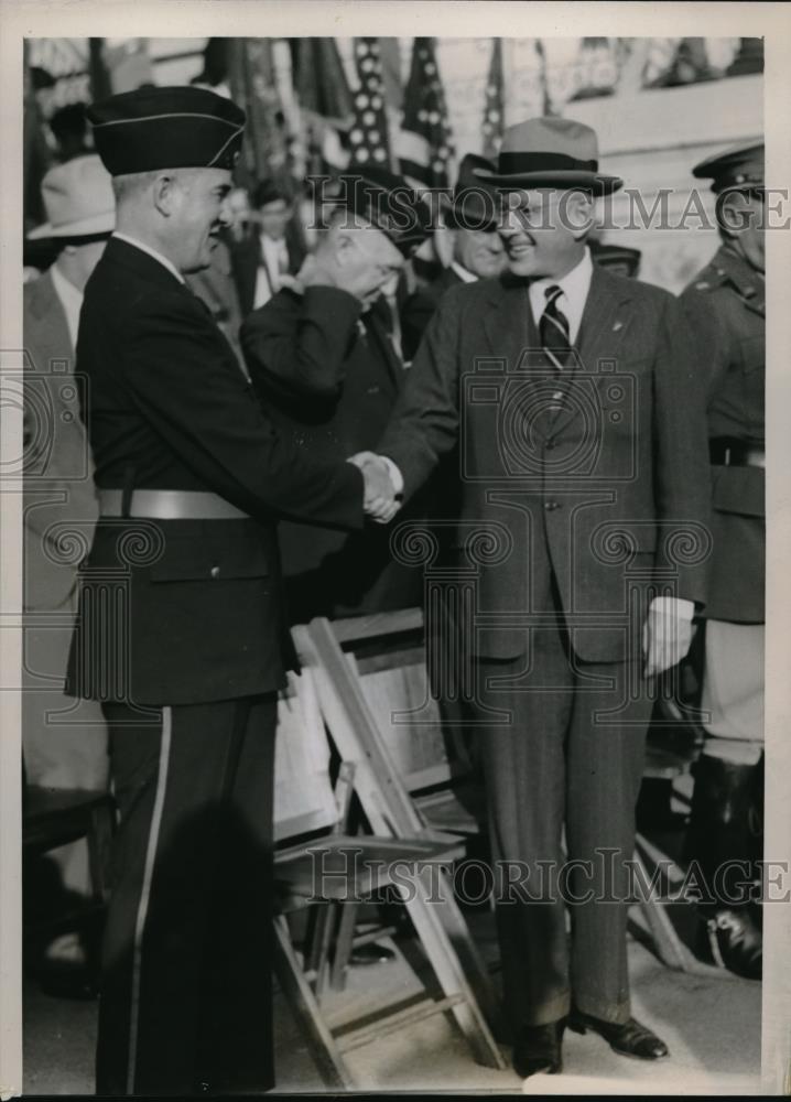 1936 Press Photo Kan. Gov Alfred Landon &amp; Natl Cmdr of American Legion - Historic Images