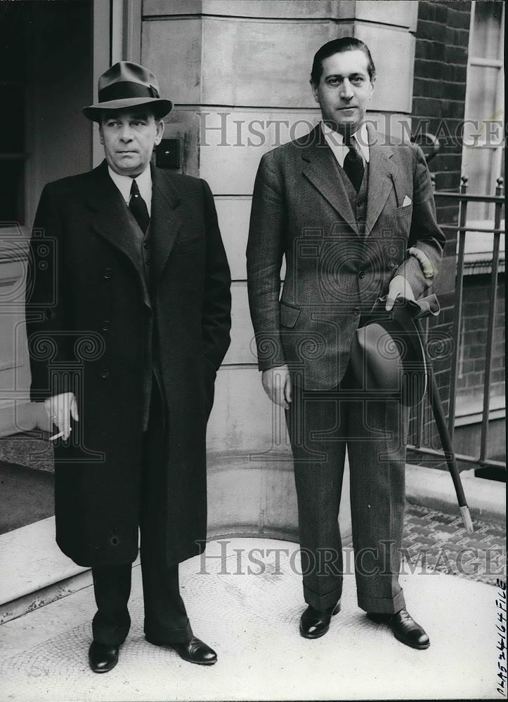 1939 Press Photo Polish Diplomats Colonel Ryszanek &amp; M. Malhomme in London - Historic Images