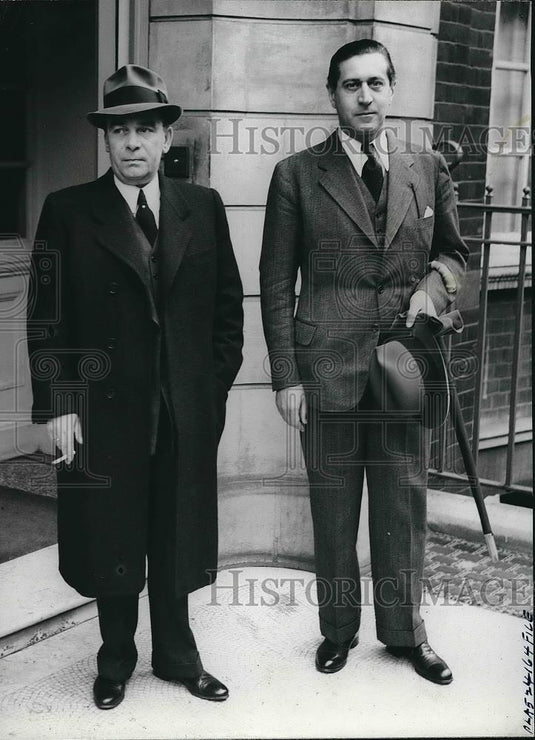 1939 Press Photo Polish Diplomats Colonel Ryszanek & M. Malhomme in London - Historic Images