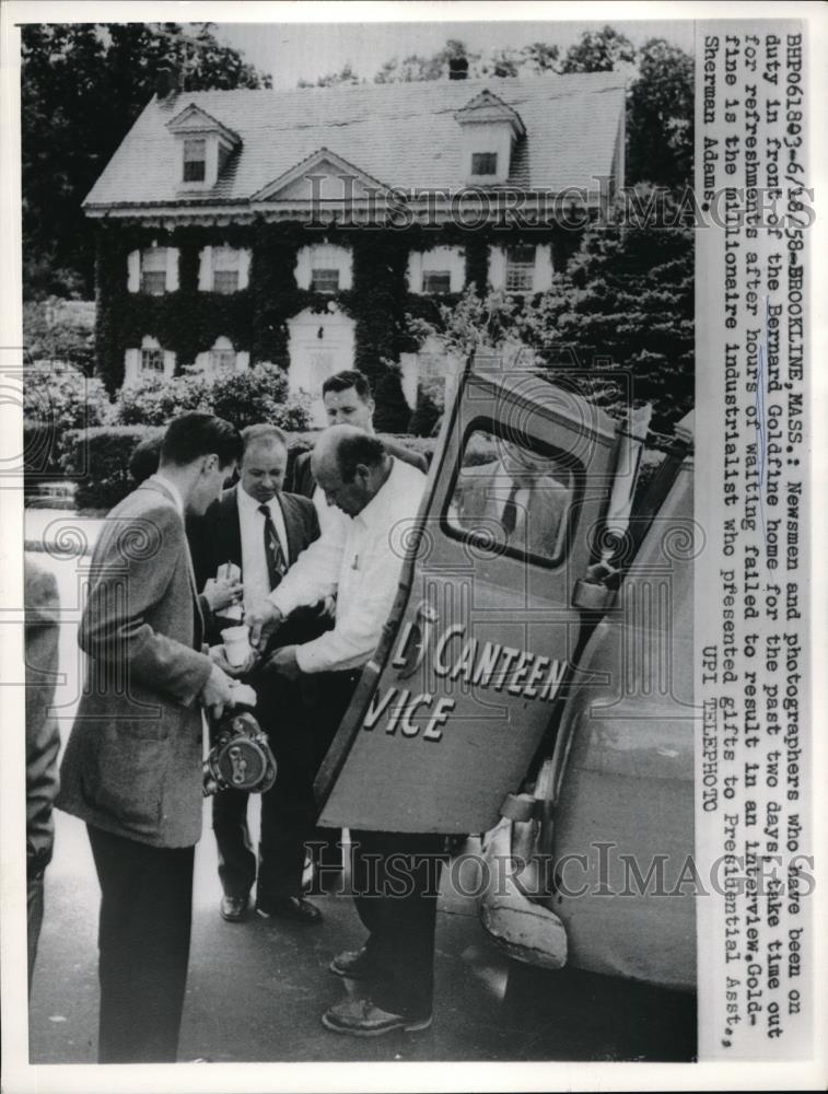 1958 Press Photo Bernard Goldfine Home Brookline Mass - Historic Images