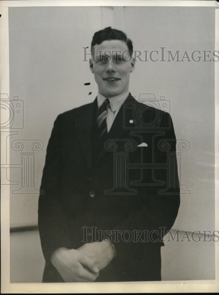 1936 Press Photo Sydney Harvey Chosen As Representative Of British YMCA - Historic Images