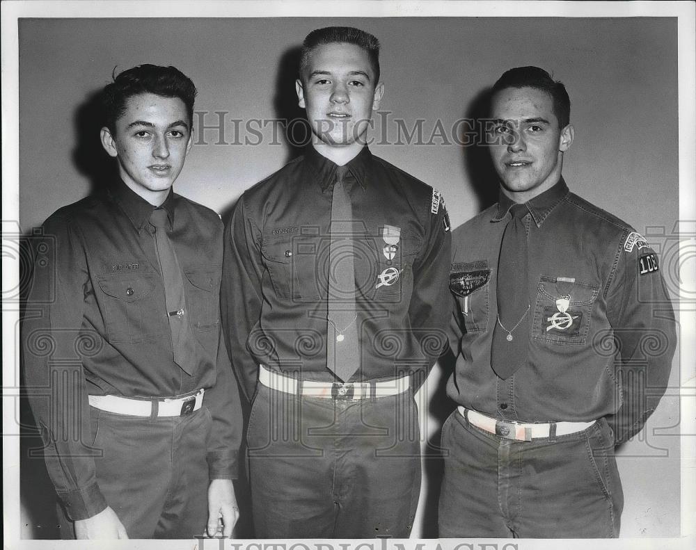 1961 Press Photo Eagle Scouts,Schoenen,Stephens,Weber of Cleveland, Ohio - Historic Images