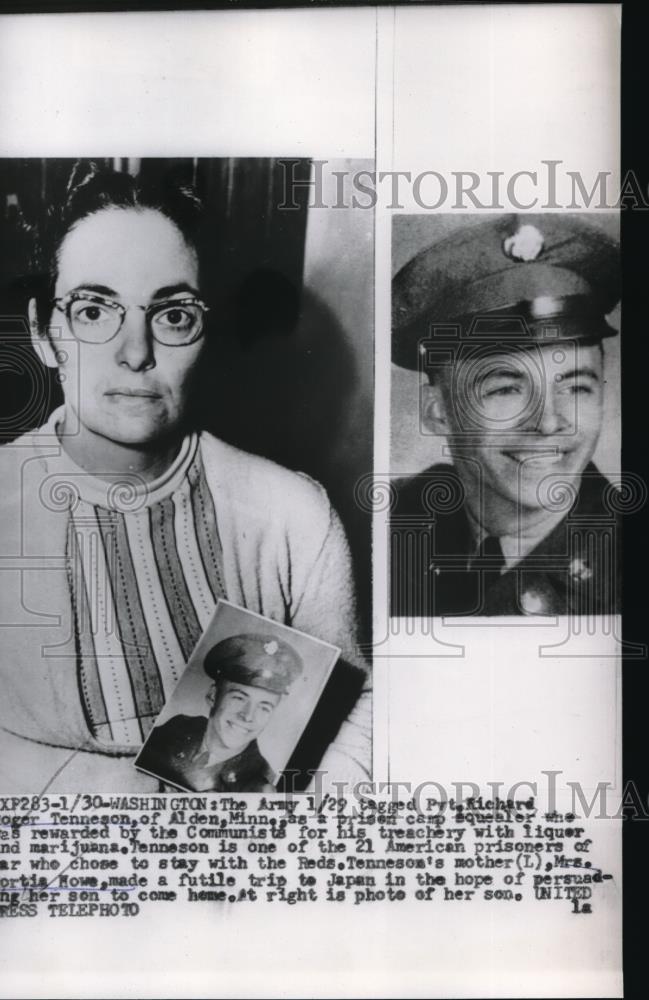 1954 Press Photo Pvt Richard Tenneson and Mrs Mortia howe - Historic Images