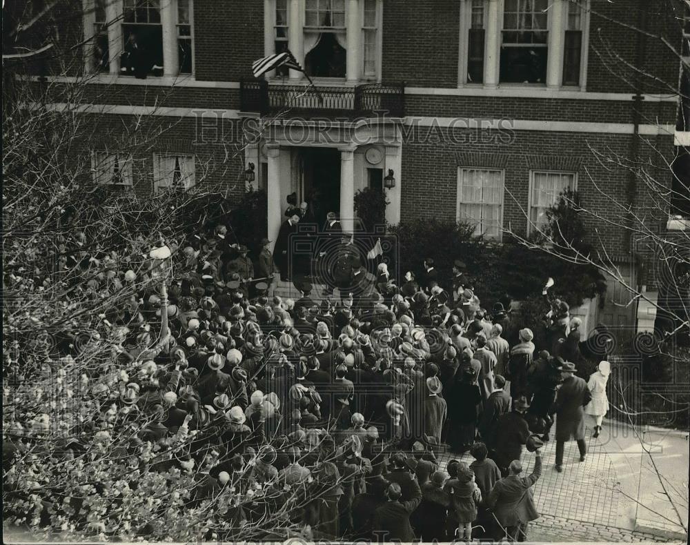 Press Photo Crowd Gathered Around Ex-President Woodrow Wilson - Historic Images