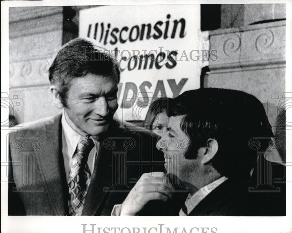 1971 Press Photo Madison, Wis NYC Mayor John Lindsay & ex Atty Gen B Lafollette - Historic Images