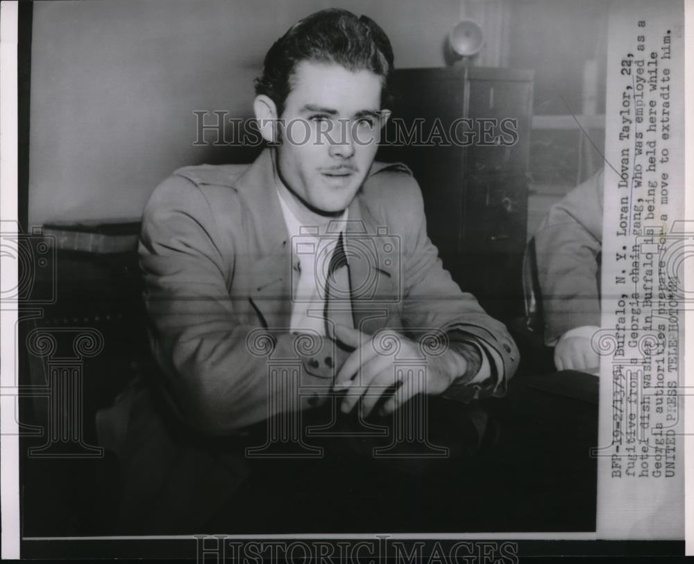 1954 Press Photo Buffalo, NY Loran Dovan Taylor, fugitive from Ga cahin gang - Historic Images