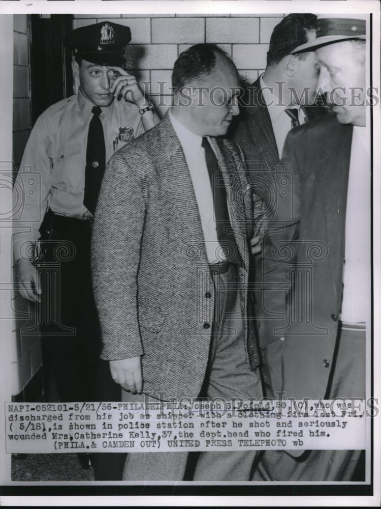 1956 Press Photo Phila.Pa, Joseph Mofeld arrested for a shooting - Historic Images