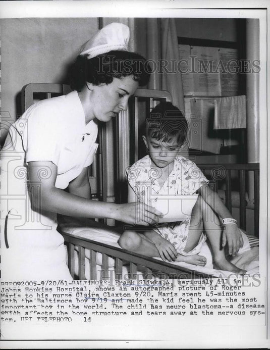 1961 Press Photo Baltimore, Frank Slowka, age 4 in Johns Hopkins hosp - Historic Images