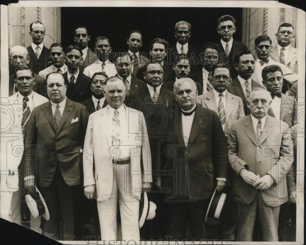1927 Press Photo Labor Leaders Luis Monroes, William Green, Frank Morrison - Historic Images