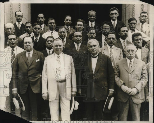 1927 Press Photo Labor Leaders Luis Monroes, William Green, Frank Morrison - Historic Images