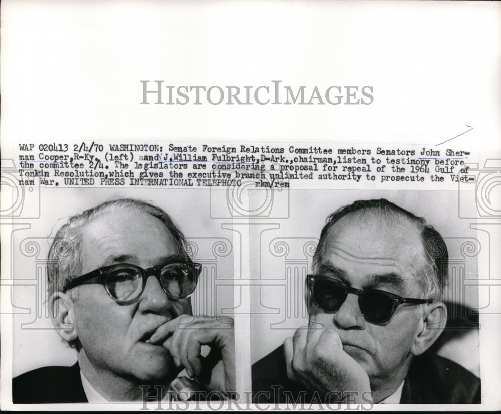 1970 Press Photo Senators John Sherman Cooper & J. William Fulbright - Historic Images