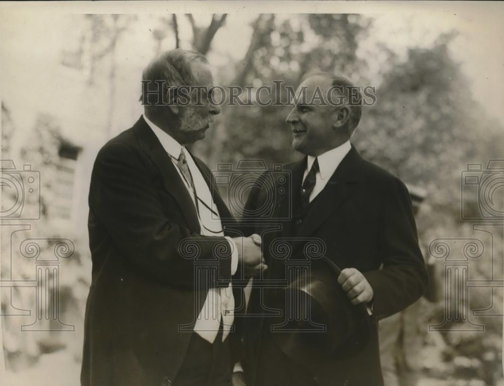 1926 Press Photo Mass. Gov Alvin Fuller &amp; George Baker, NY banker at Crimson U. - Historic Images