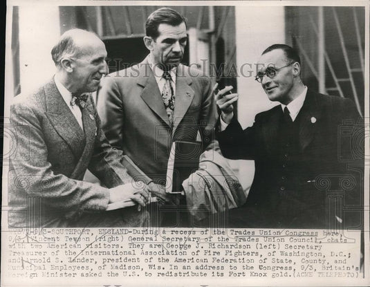 1947 Press Photo England, Trades Union Congress,V Tewsen,GJ Richardson,AS Lander - Historic Images