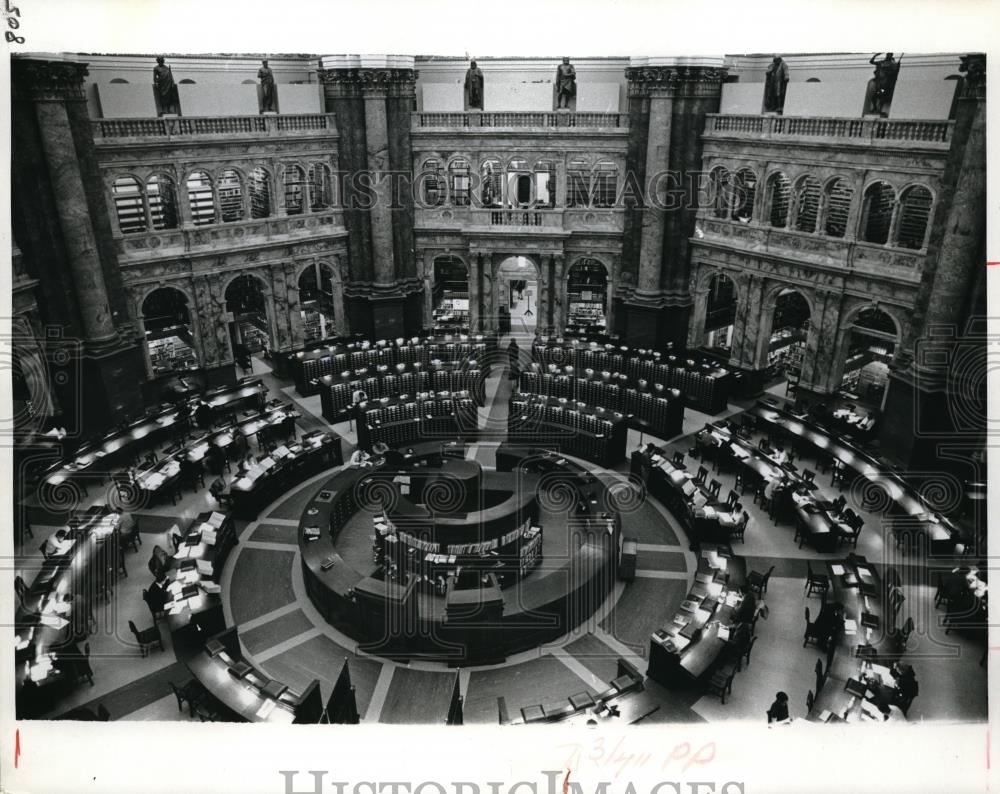 1970 Press Photo Overhead view of Reading room of the Library of Congress - Historic Images