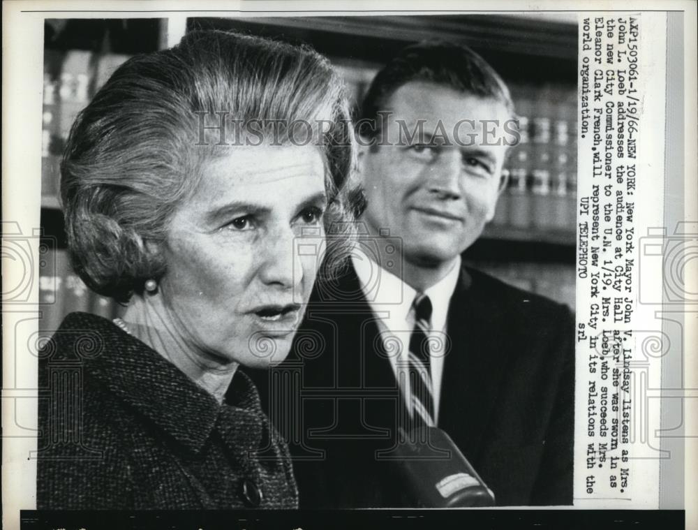 1966 Press Photo NYC Mayor John V Lindsay& Mrs John L Loeb city Commissioner - Historic Images