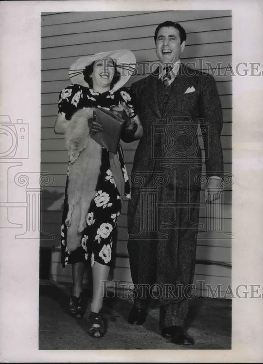 1937 Press Photo Radio Comedian George Givot with Fiance, Maryon Curtis - Historic Images