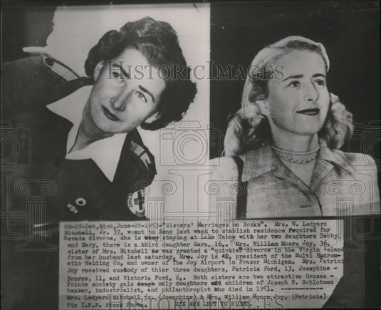 1953 Press Photo Mrs W Ledyard Mitchell, Mrs Wm Moore Joy from Detroit - Historic Images