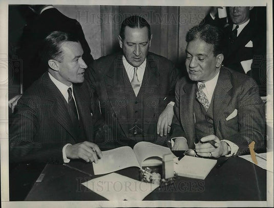 1934 Press Photo NYSE president R Whitney, F Pecora & R Redmond - Historic Images