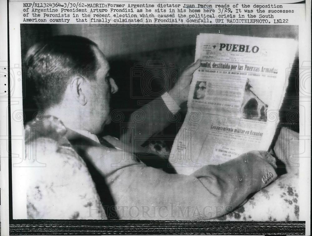 1962 Press Photo Former Argentine Pres. Juan Peron in Madrid, Spain - neb13140 - Historic Images