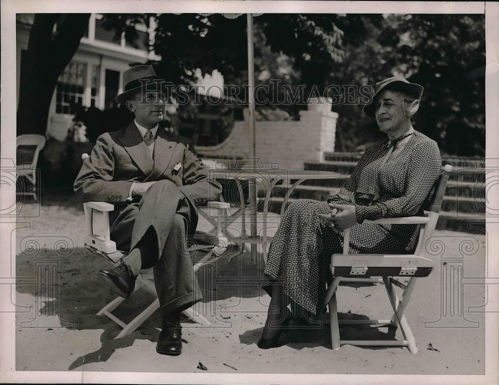 1936 Press Photo Captain George Rhode &amp; Mrs. Ruth Bryan Owen Chatting On Grounds - Historic Images