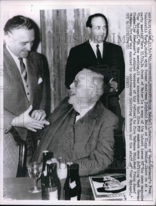 1962 Press Photo Erich Mende Reinhold Maier Klaus Klaus Dehler - Historic Images