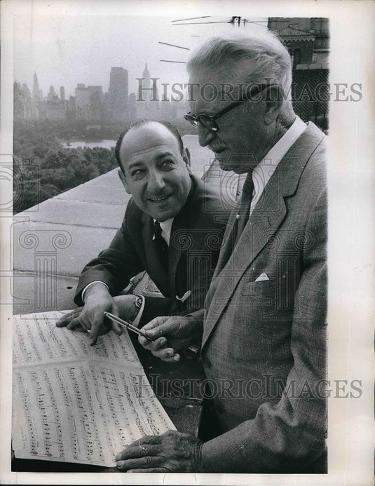 1957 Press Photo Composers Eugene Jelesnik & Otto A. Harrah Listening To Sounds - Historic Images