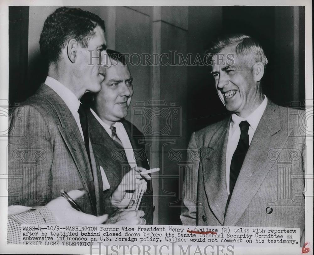 1951 Press Photo Former VP Henry Wallace testified behind closed doors Senate - Historic Images